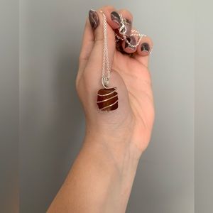 Sterling Silver Raw Garnet on 18" Chain--Handcrafted/NWT